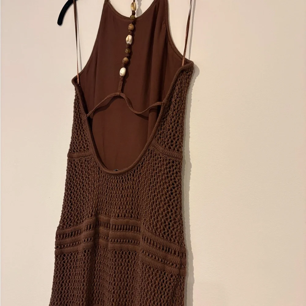 Abercrombie & Fitch Brown Crochet Maxi Dress | Size: Small Tall